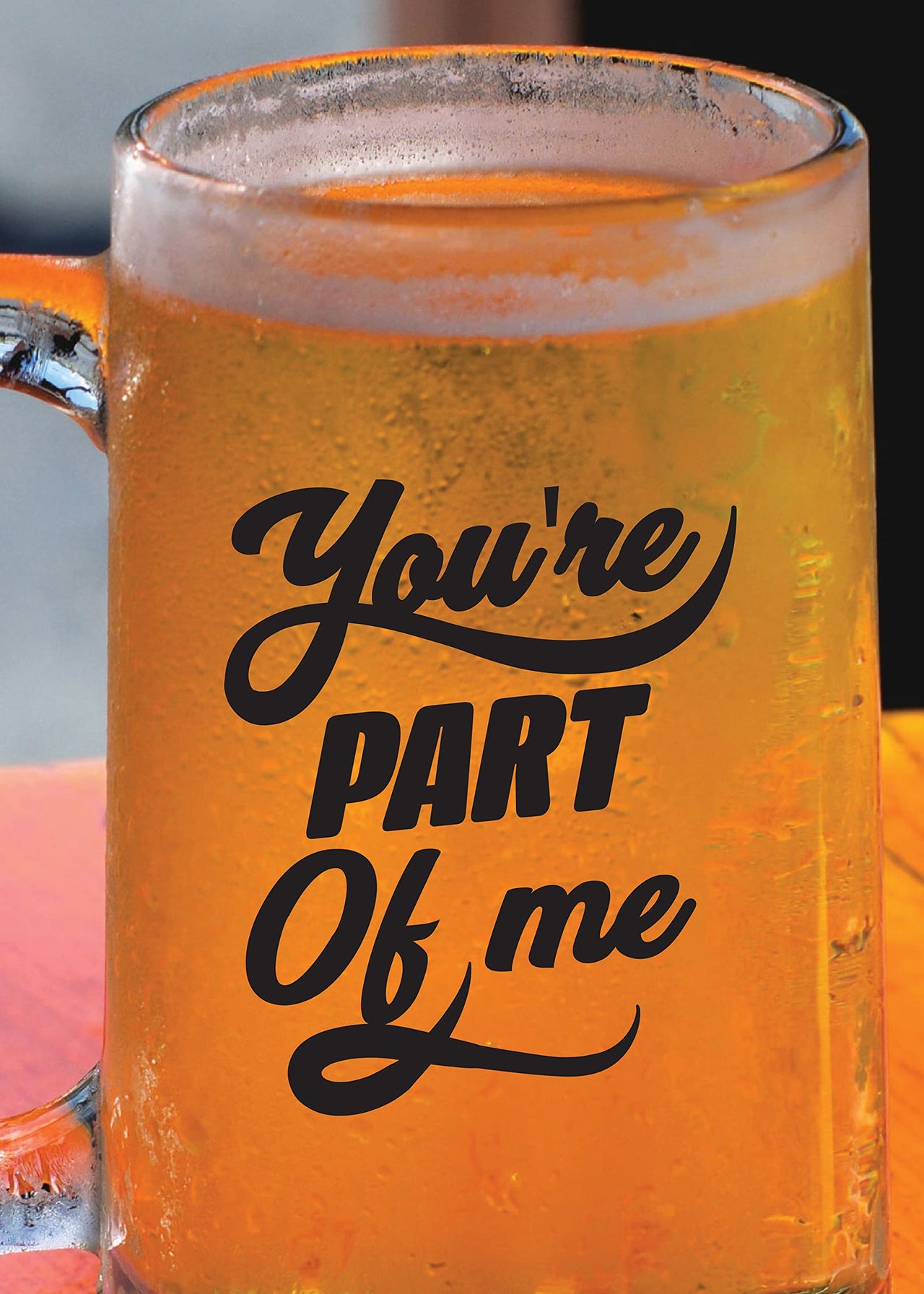 Love Theme -Cups Beer Mug -1 Piece, Clear, 500 ml - Transparent Glass Beer Mug -Printed Beer Mug with Handle Gift for Men