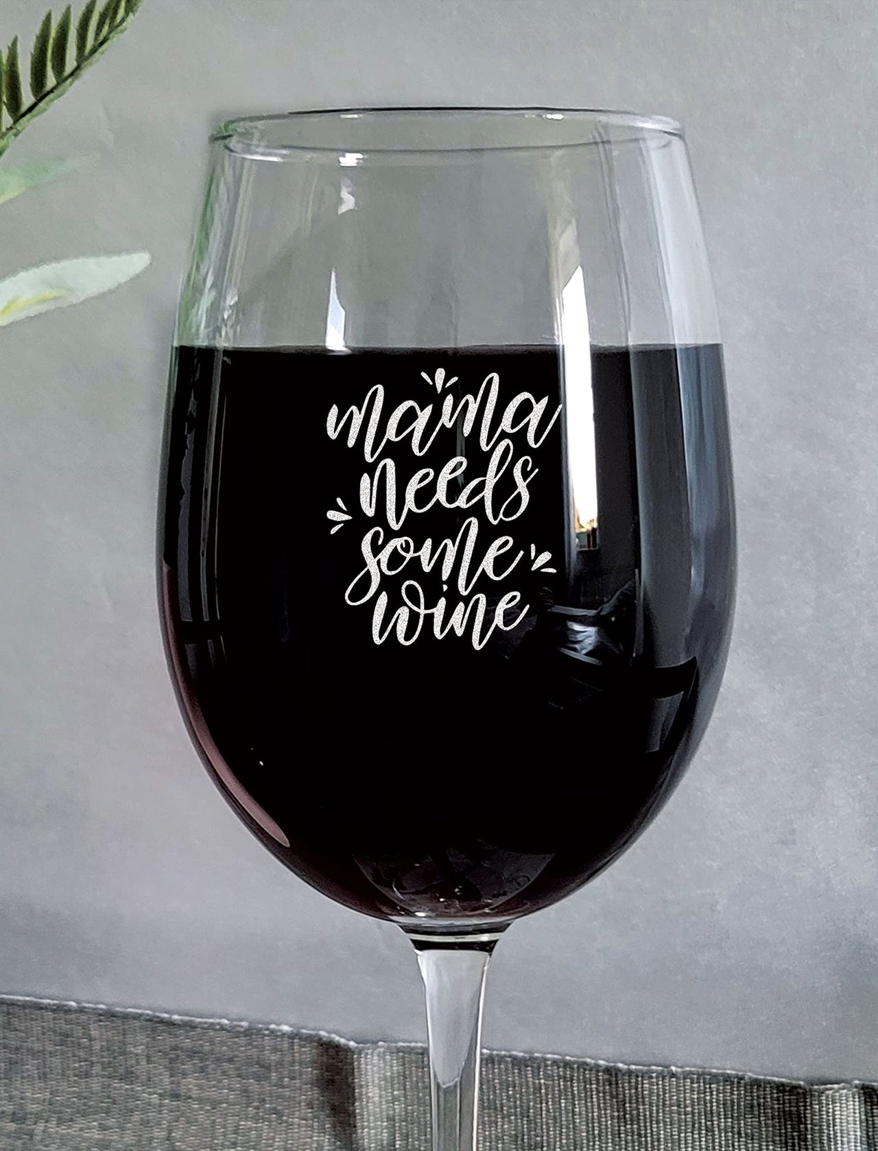the pink magnet Mama Needs Some Wine - Engraved Wine Glass