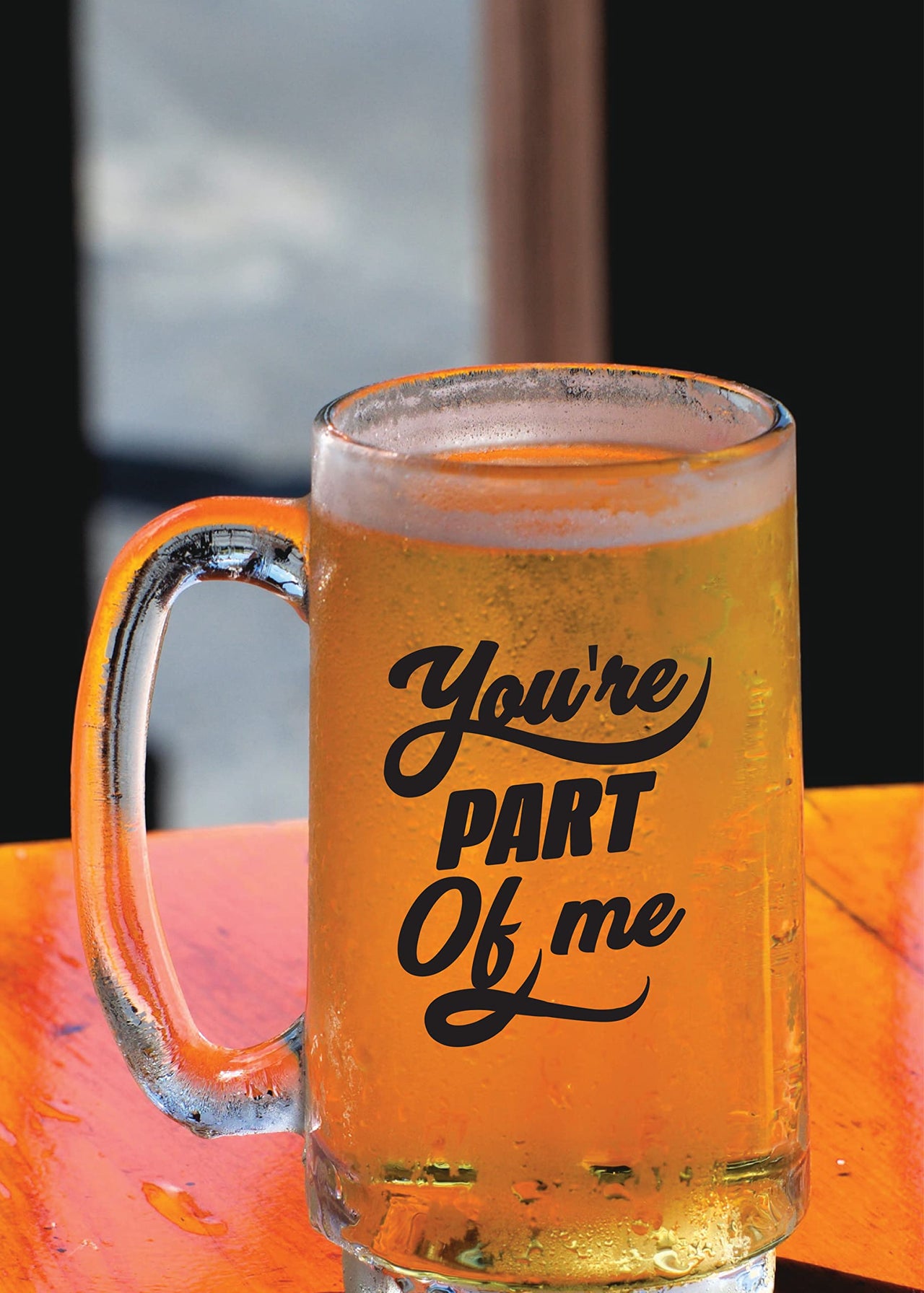 Love Theme -Cups Beer Mug -1 Piece, Clear, 500 ml - Transparent Glass Beer Mug -Printed Beer Mug with Handle Gift for Men