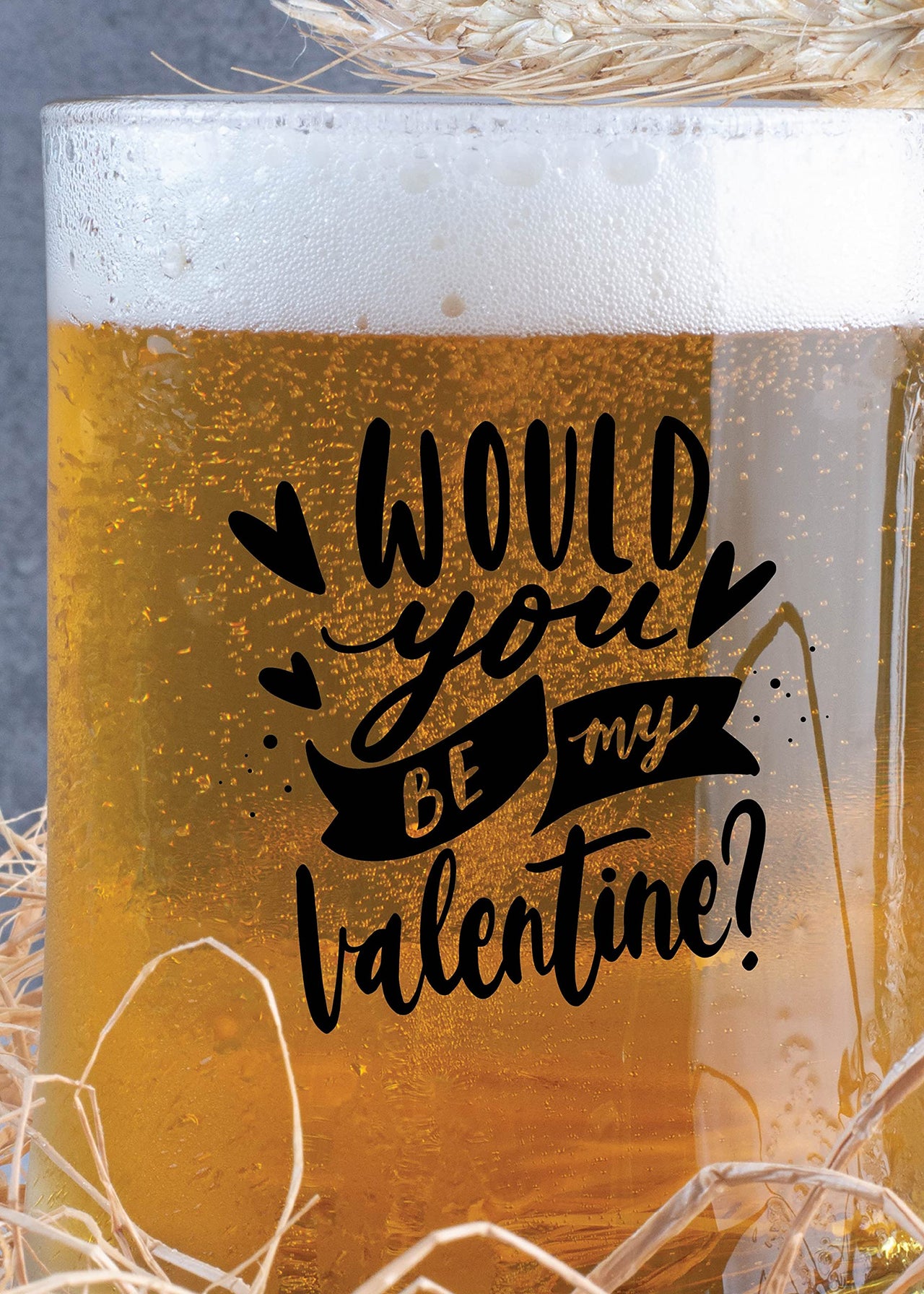 Would You Valentine Beer Mug1 Piece, Clear, 500 ml - Transparent Glass Beer Mug