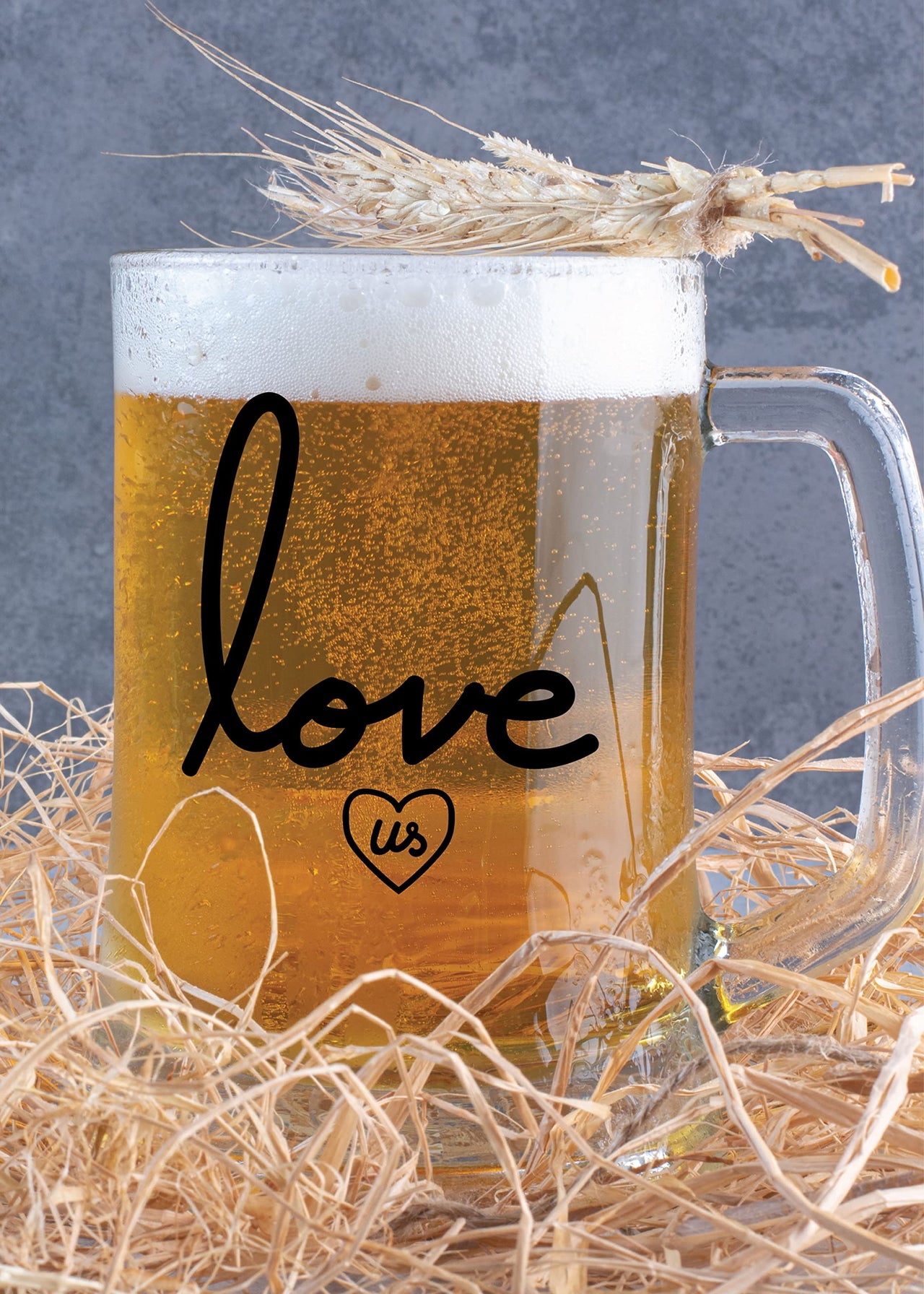 Love Theme -Beer Mug -1 Piece Clear 500 ml - Transparent Glass Beer Mug