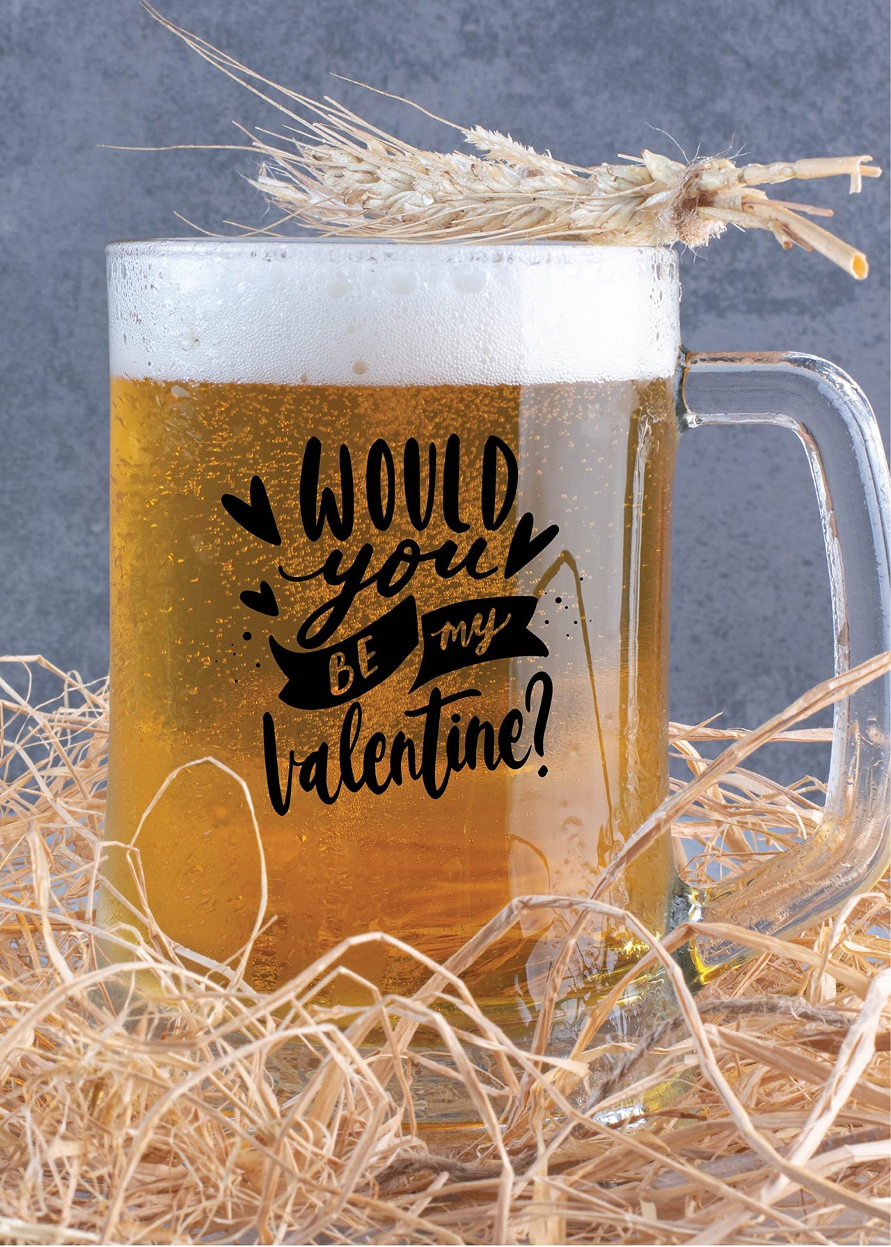 Would You Valentine Beer Mug1 Piece, Clear, 500 ml - Transparent Glass Beer Mug