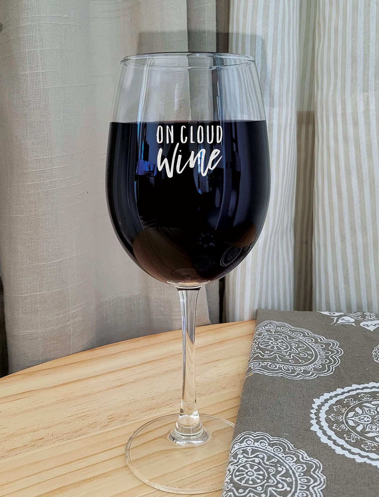 the pink magnet On Cloud Wine - Engraved Wine Glass