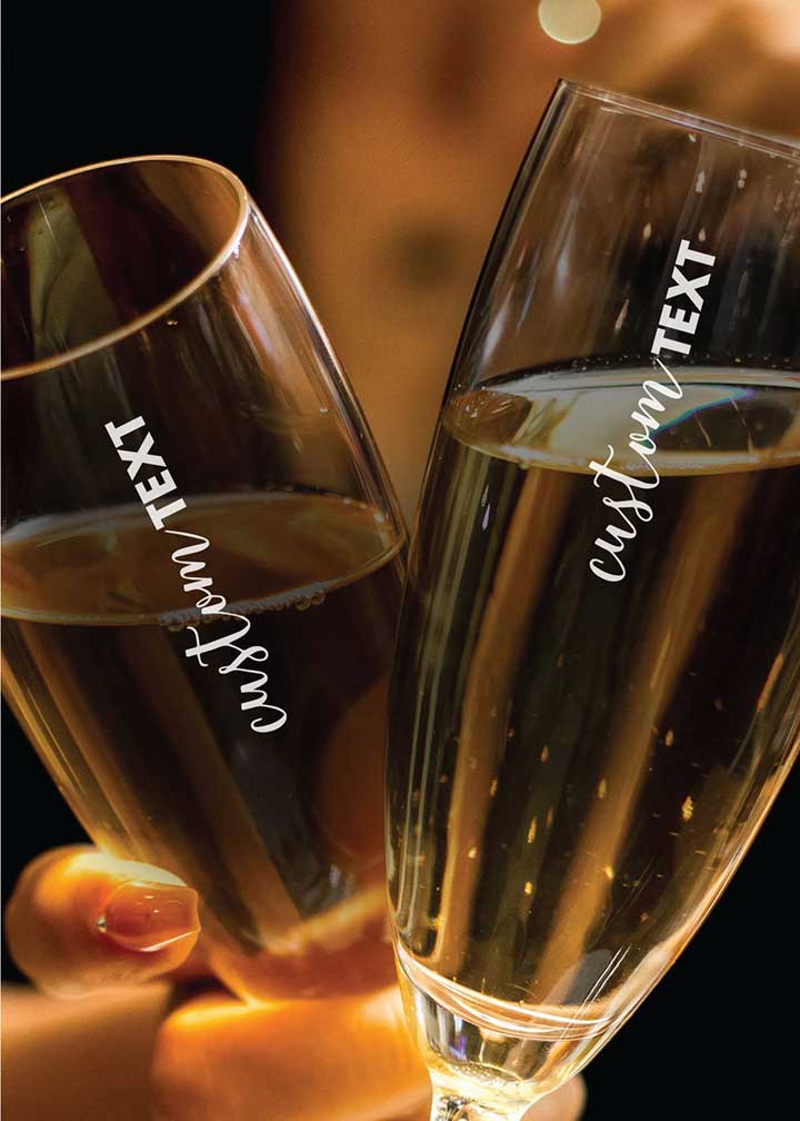 Engraved Champagne Glasses - Set of 2