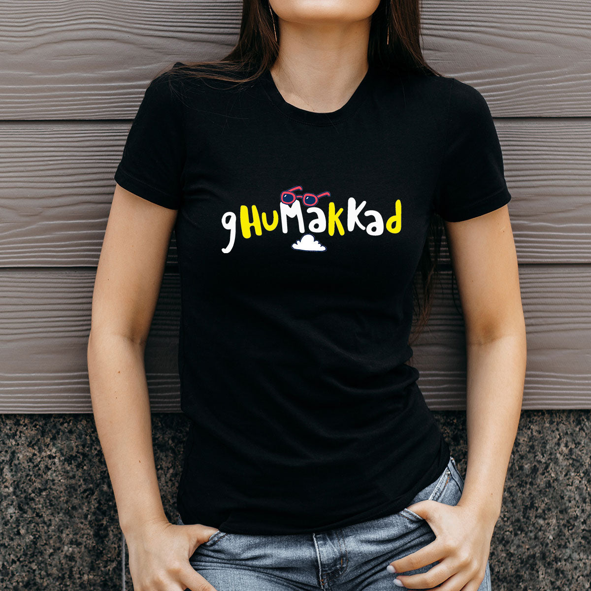 Ghumakkad - Printed Cotton T- Shirt - Black