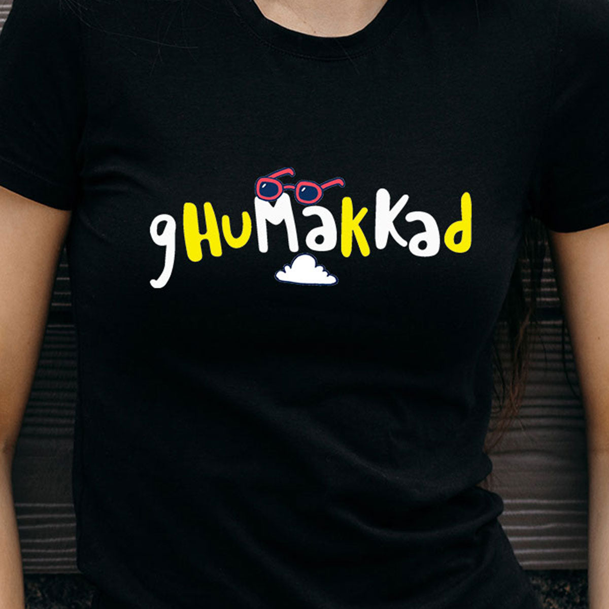 Ghumakkad - Printed Cotton T- Shirt - Black