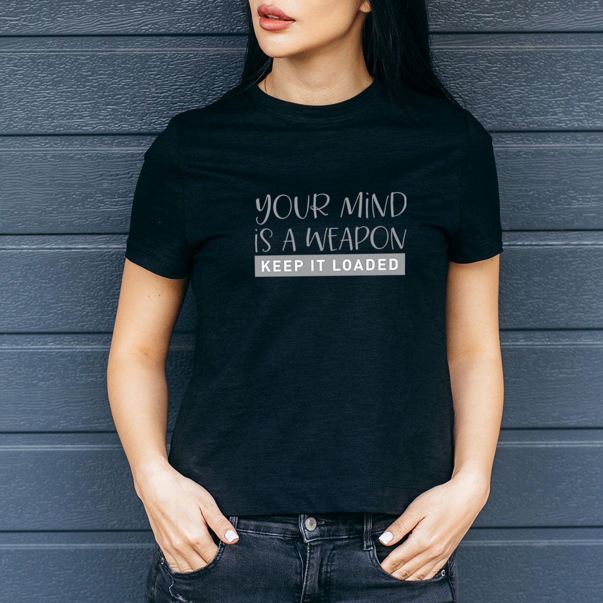 Your Mind Is A Weapon - Printed Cotton T- Shirt - Black