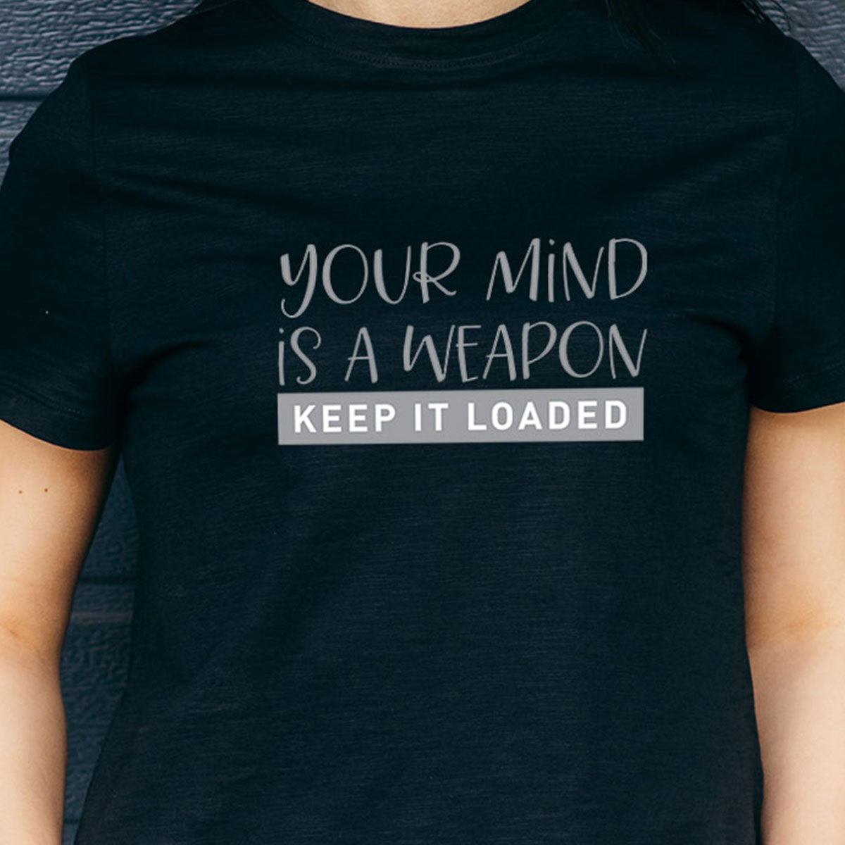 Your Mind Is A Weapon - Printed Cotton T- Shirt - Black