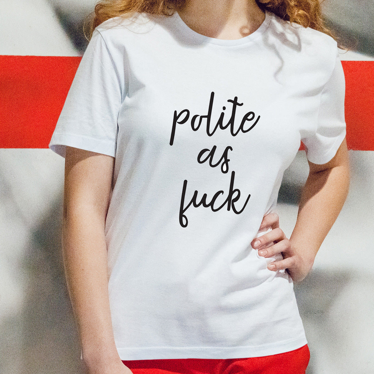 Polite As Fuck - Printed Cotton T- Shirt - White