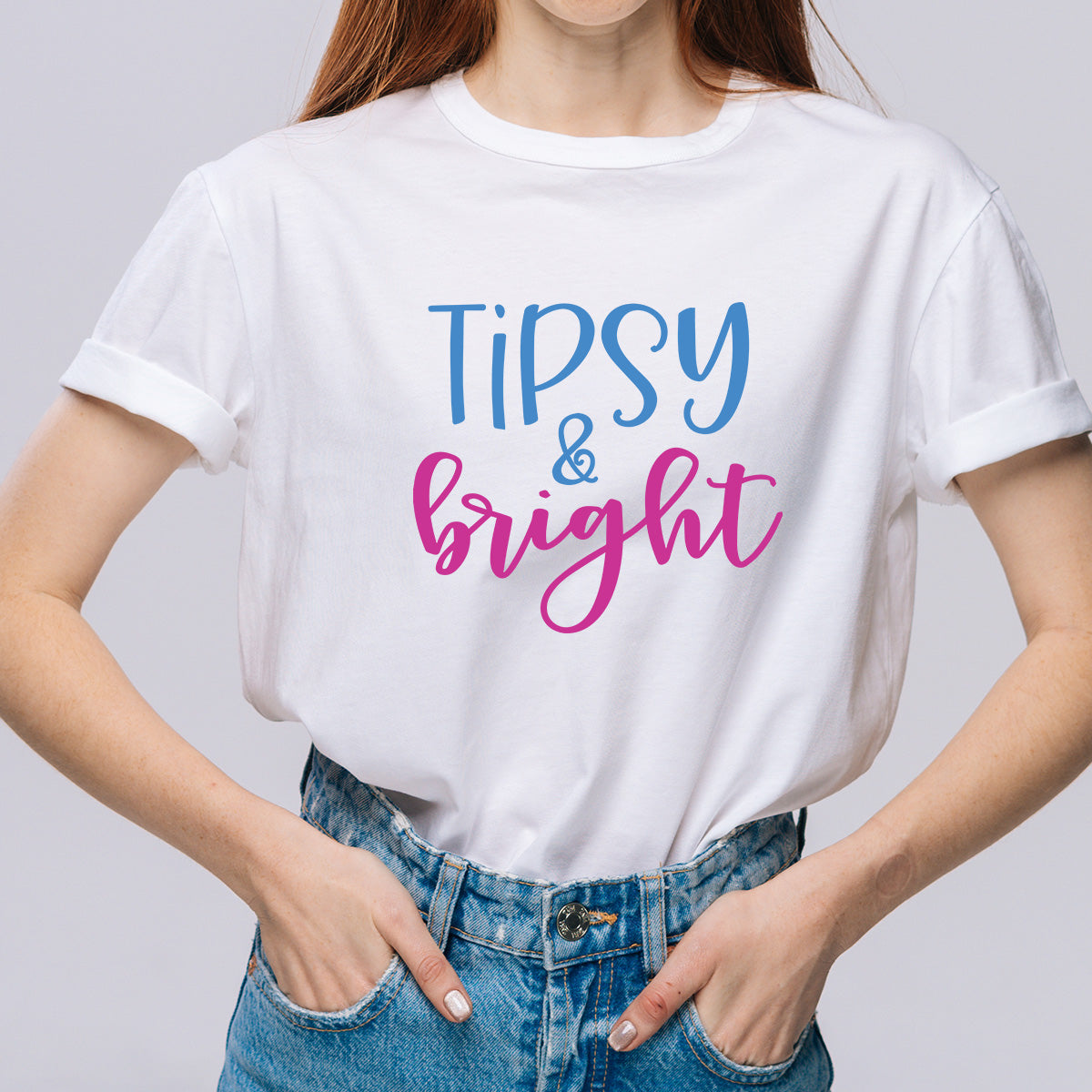 Tipsy & Bright - Printed Cotton T- Shirt - White