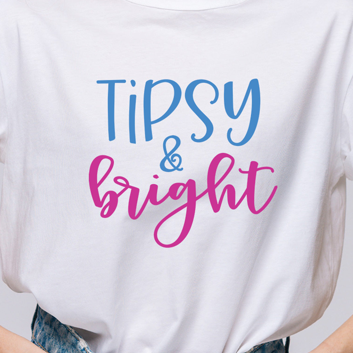 Tipsy & Bright - Printed Cotton T- Shirt - White