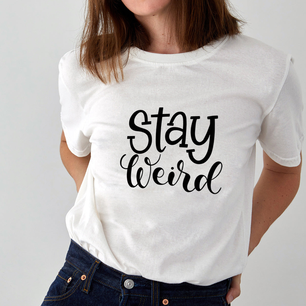 Stay Weird - Printed Cotton T- Shirt - White